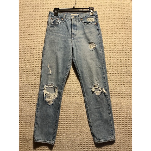 Levi's Denim - Levi's Premium Denim Wedgie Button Fly Jeans 26 Shredded Grunge Stone Wash BIG E